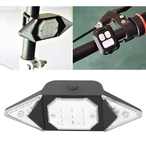 Luces Señaleros LED Recargable Control Remoto Bicicleta Mono Color Negro