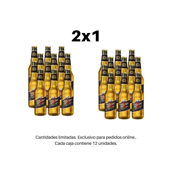 2x1 Cajas Miller Genuine Draft 355ml 2x1 Cajas Miller Genuine Draft 355ml