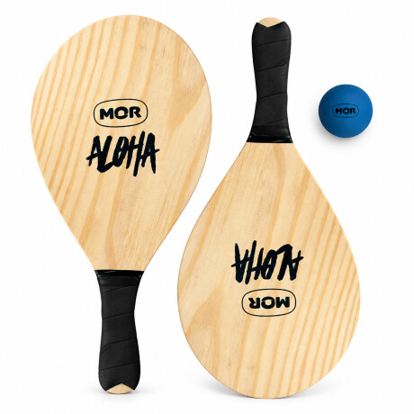 Set Paletas de Tenis Playa Madera y Pelota de Goma Mor Aloha Madera