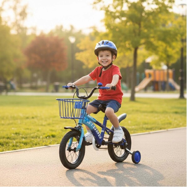 Bicicleta Infantil Yjtong Rod 12 Canasto Parrilla Rueditas Azul 1