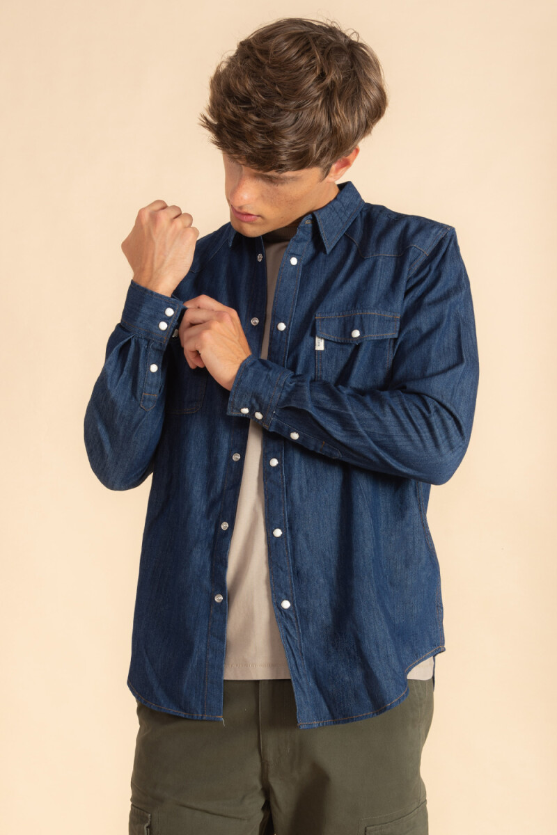Camisa de jean Azul