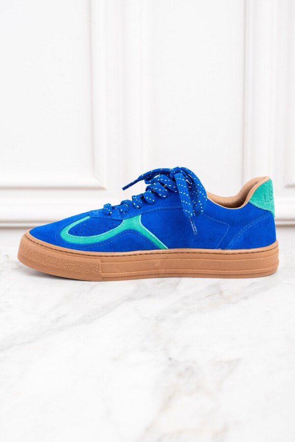 Zapatilla Gamuza Combinada Azul Francia