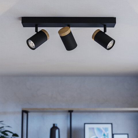 Lámpara de pared o techo 3xGU10 negro CARTAGENA EG0596