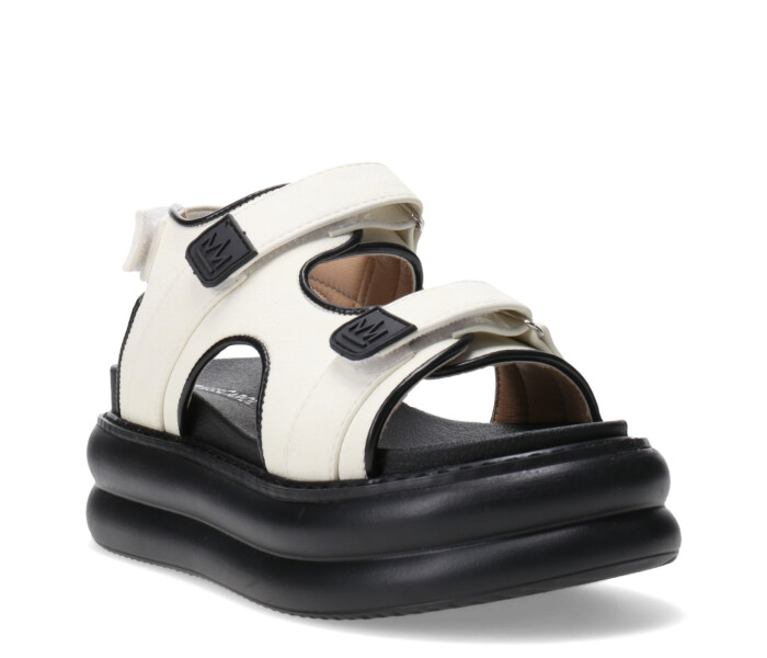 Sandalia de Mujer Miss Carol MANAROLA con tiras con velcro Blanco Hueso