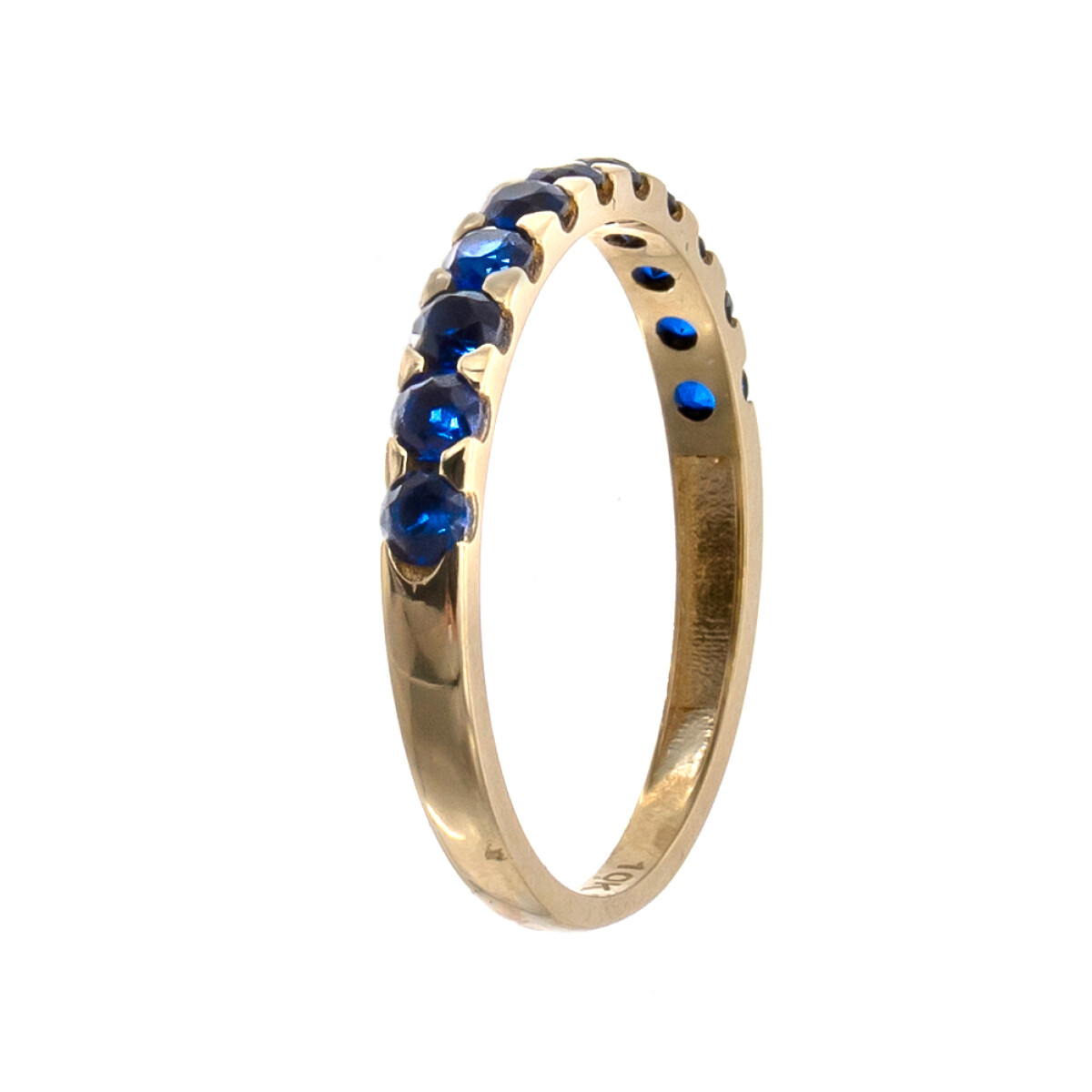 Anillo de oro 10 ktes con circonias, MEDIO SIN FIN. 