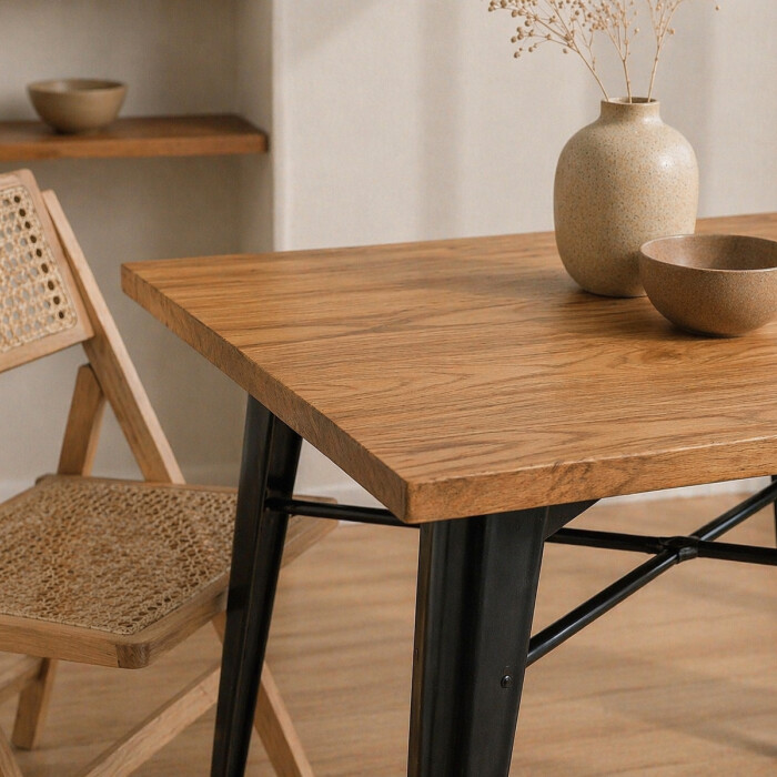 Mesa Tolix 80x80 cm Negro