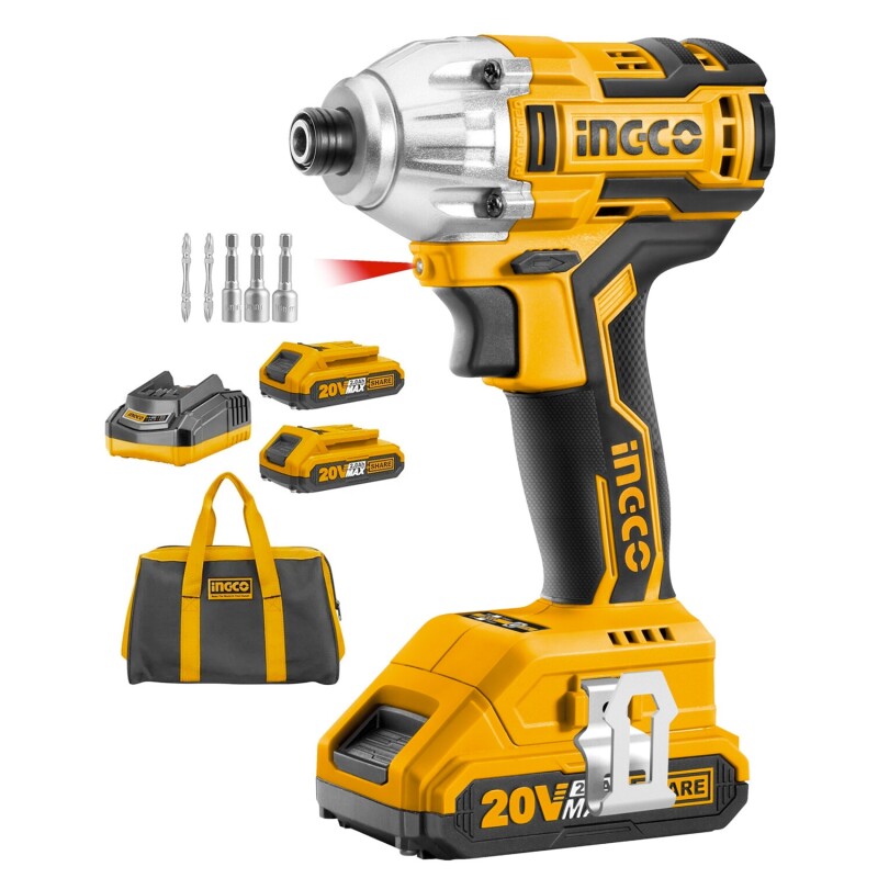 Taladro atornillador de impacto Brushless Ingco 20V con 2 baterías y bolso Taladro atornillador de impacto Brushless Ingco 20V con 2 baterías y bolso