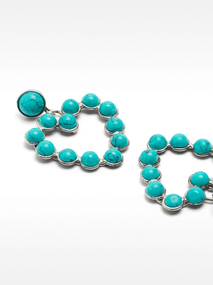 Pendientes De Corazón Con Piedras azul