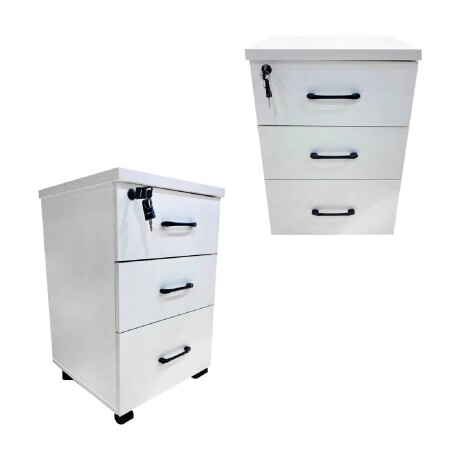 Cajonera con Llave de Madera Melaminico x3 cajones Blanco