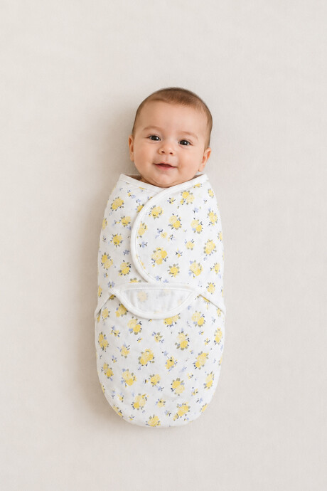 Manta envolvente para bebés Blanco con flores