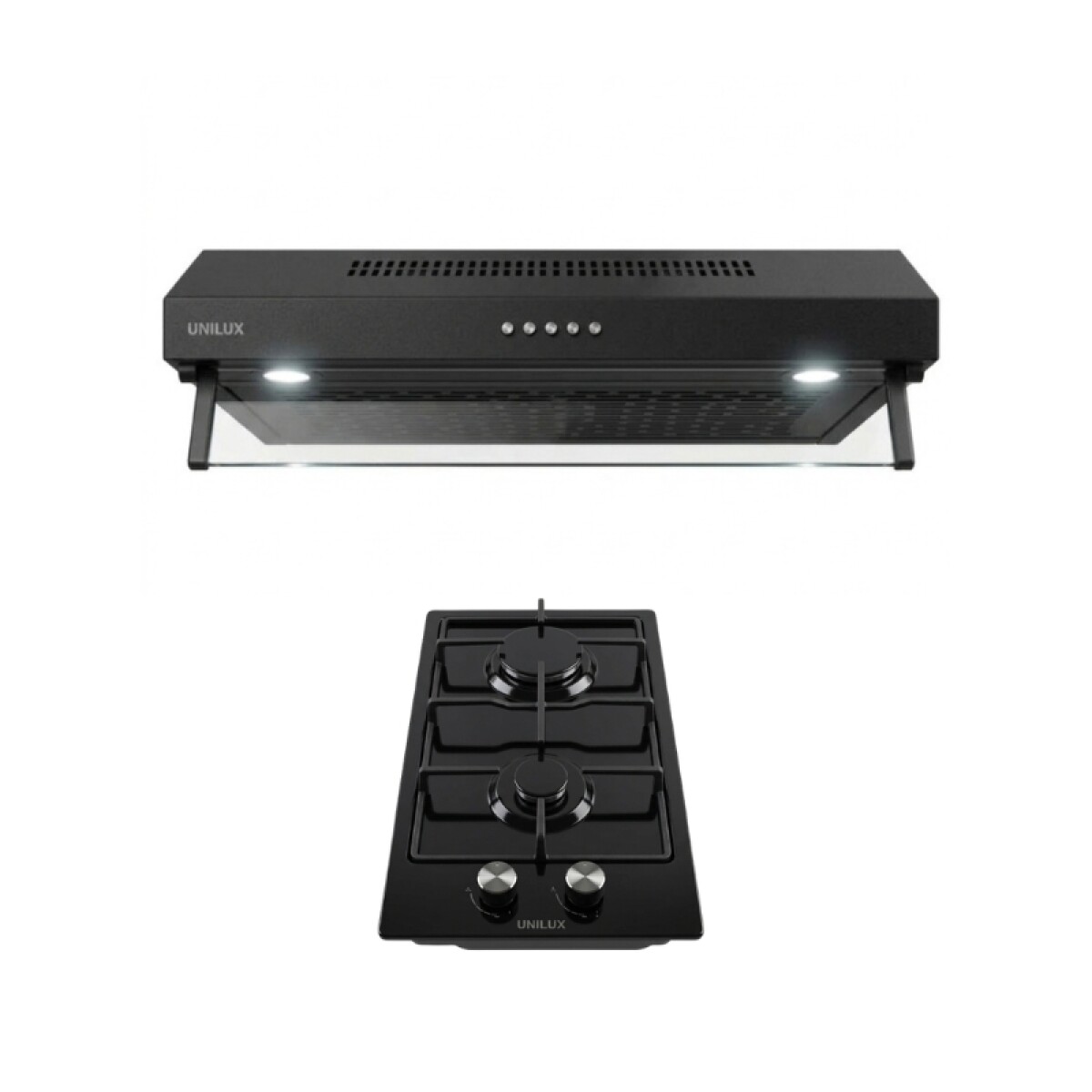 Pack De Extractor Purificador Nubia + Anafe A Gas Vulcano Duo 2 Negro 