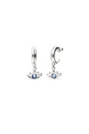 PENDIENTES DE ARO EN ALEACIÓN DE METALES BAÑADOS EN PLATA CON DETALLE DE OJO CON CRISTAL FACETADO AZUL Pendiente
