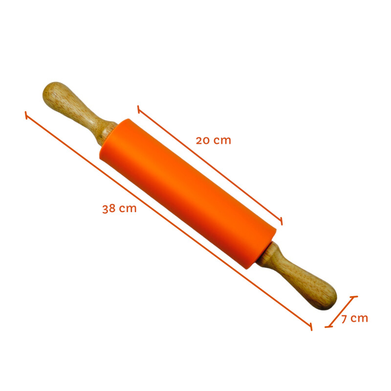 Palote Rodillo para amasar de silicona y madera 38cm Sin Color