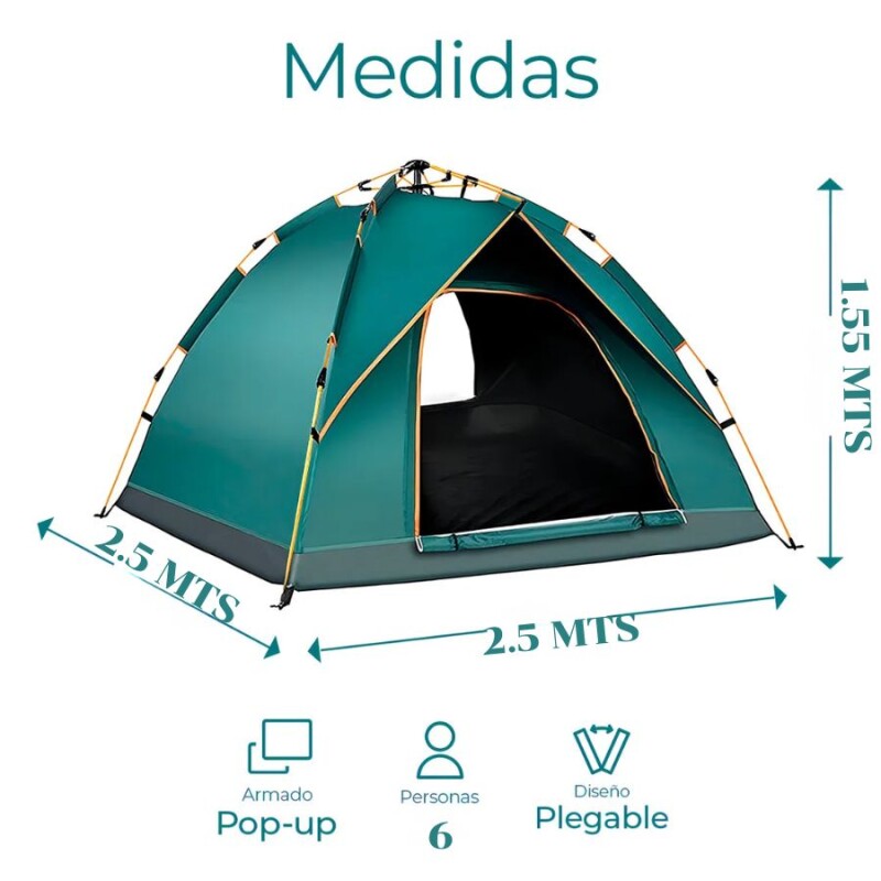 Carpa Impermeable Autoarmable Capacidad 5 a 6 Personas VERDE