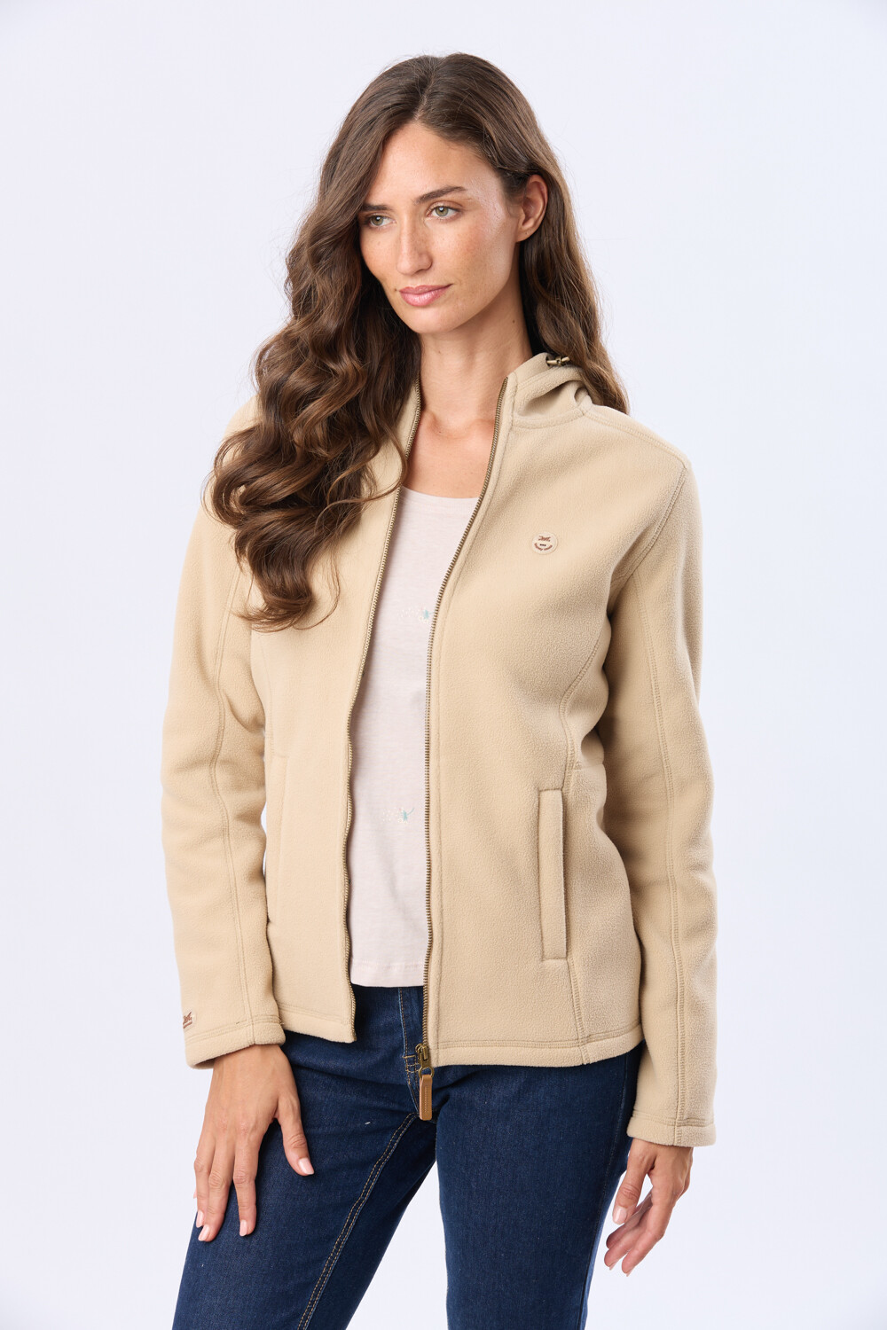 CAMPERA POLAR CON CAPUCHA Beige