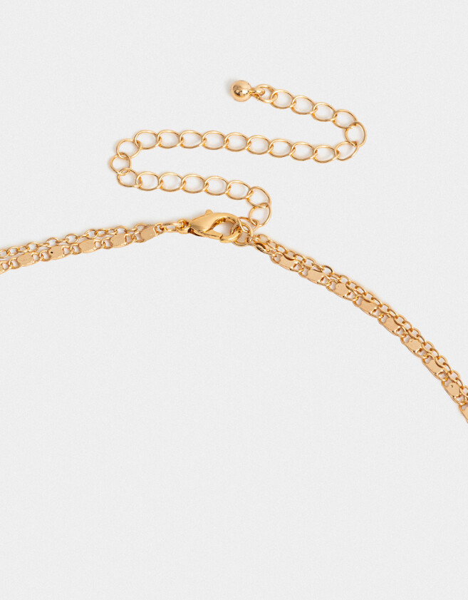 Collares Cortos Con Piedra Natural Collar Corto Bañado En Oro Con Piedra Natural - Dorado