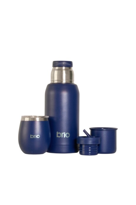 Set De Termo 750 Ml Y Mate Con Tapa brio Acero Inox Azul