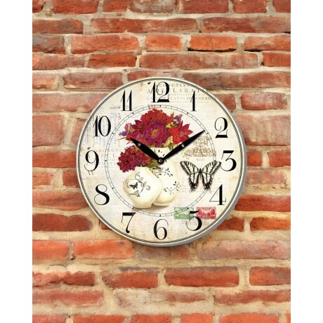 Reloj Analógico de Pared en MDF con Estampado Selecta 29cm FLORES ROJAS