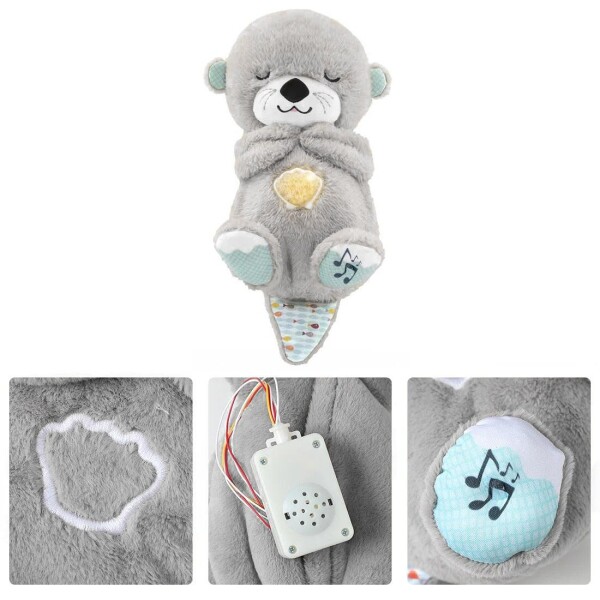 Peluche Nutria Bebé Respira Y Relaja Dormir Niño Tendencia Color Variante Blanco