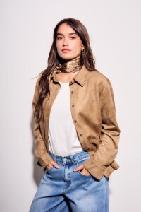 Camisa Gamuza Cuero Vegano Moca