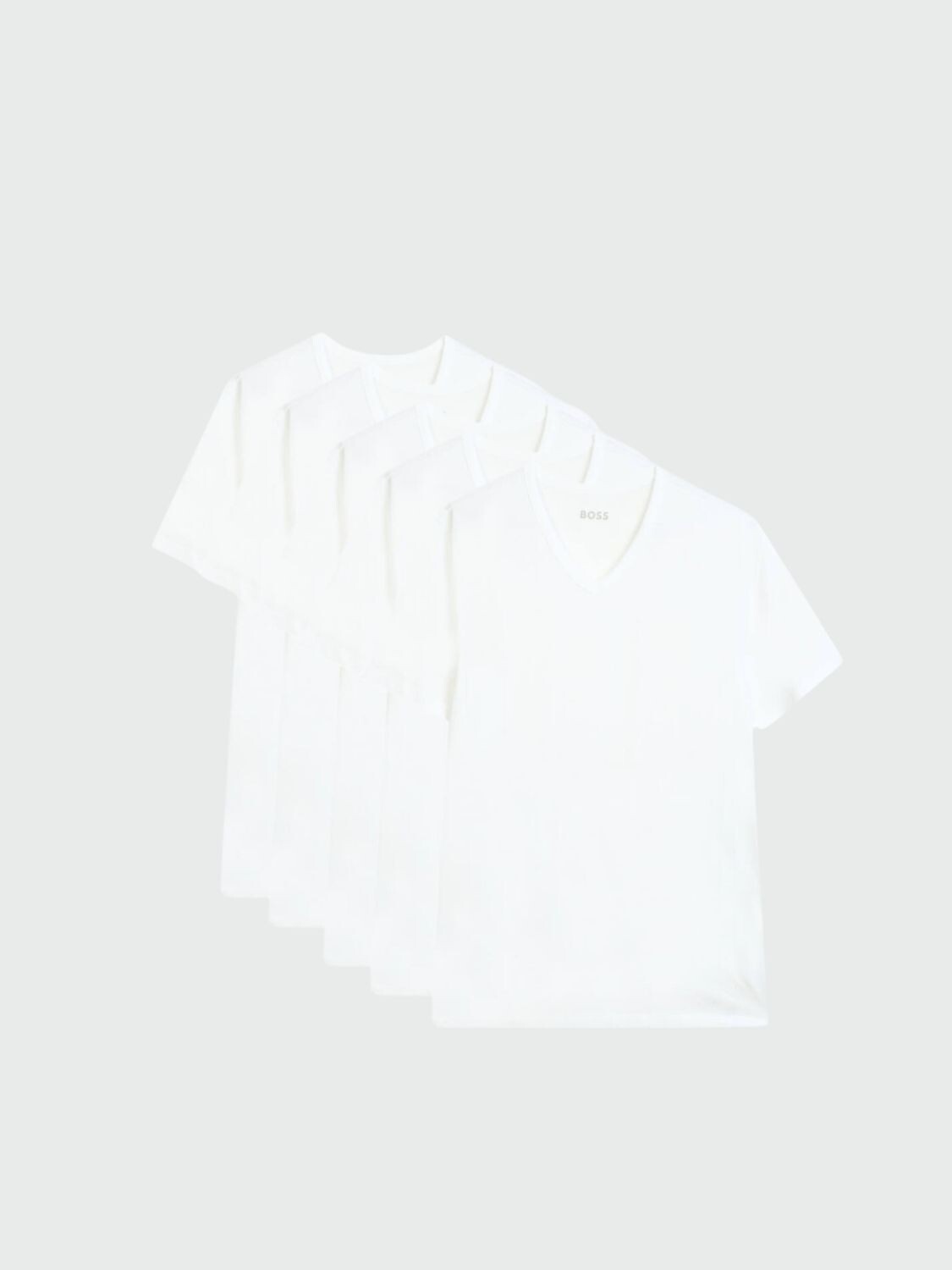 BOSS - Pack 5 camisetas de punto de algodón con cuello en V Blanco