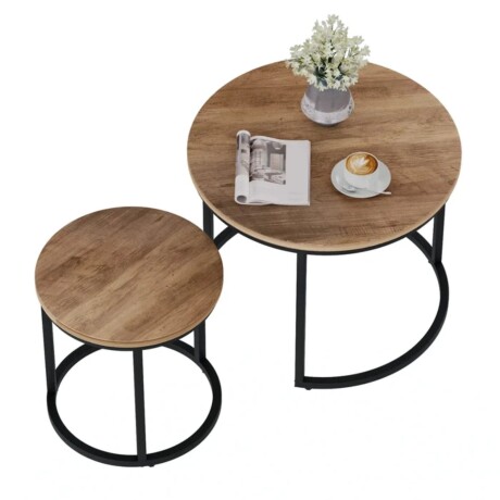 Set 2 mesas auxiliares ratonas tipo nido Doncaster Negro/madera