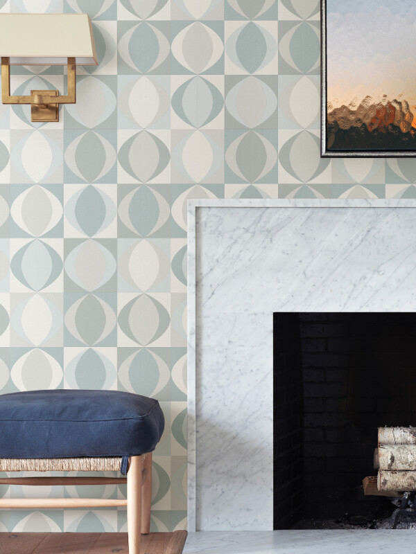 COLECCIÓN BLUEBELL - ARCHER LIGHT BLUE LINEN GEOMETRIC - N/A