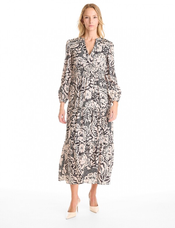 Vestido Maxi Floral NEGRO/BEIGE