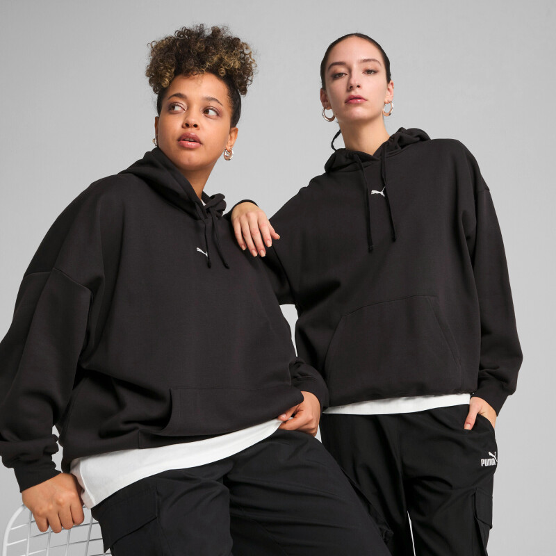 Abrigo Ess Oversized Hoodie Felpa de Mujer Negro