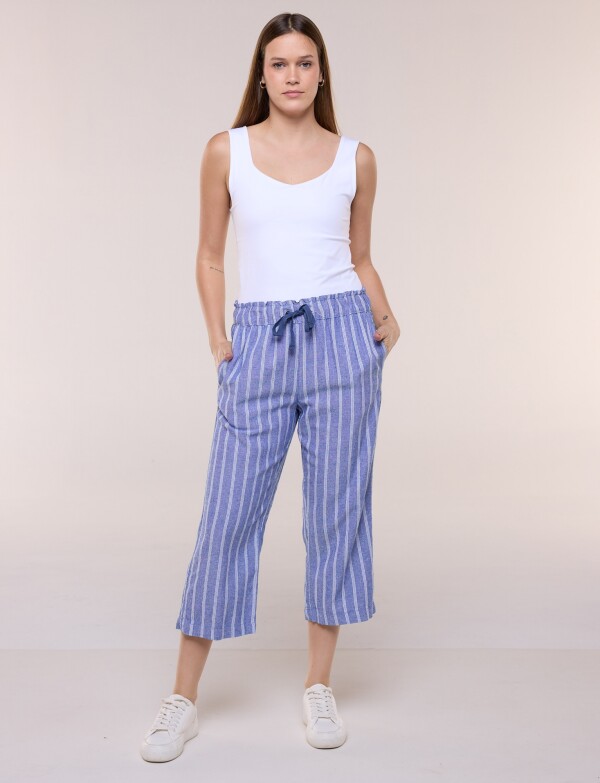 Capri Pull On Lino Con Cordón Ajustable AZUL/BLANCO