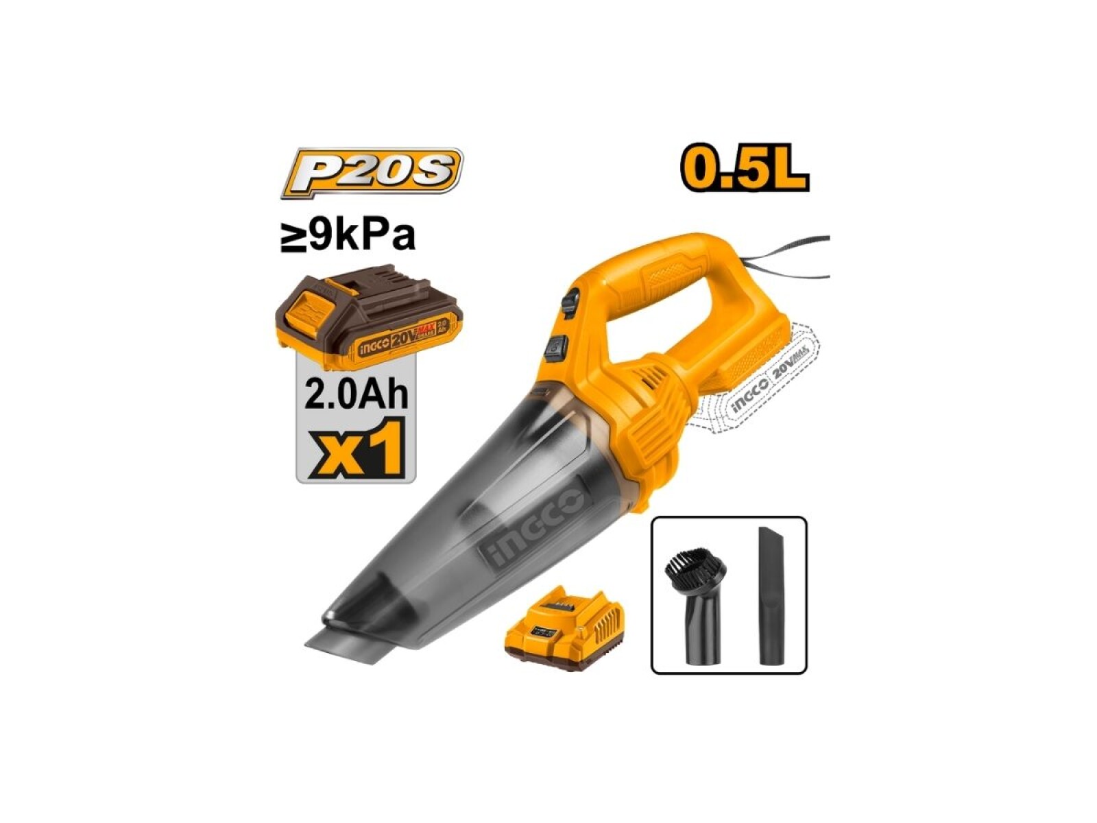 ASPIRADORA AUTO 20V P20S C BAT CARGADOR 