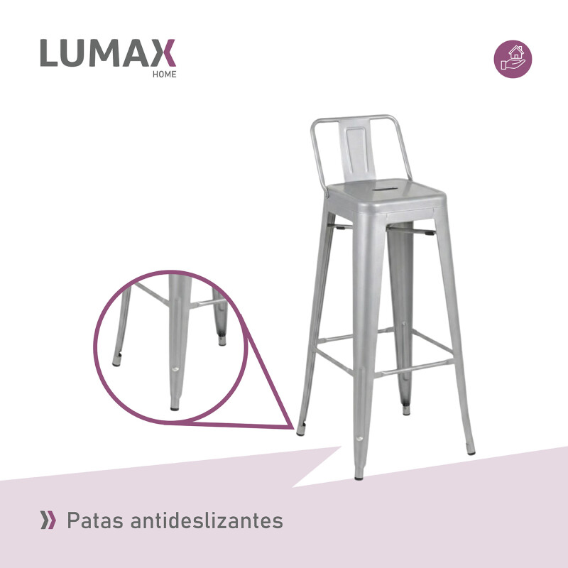 Taburete Tolix en metal con respaldo Gris