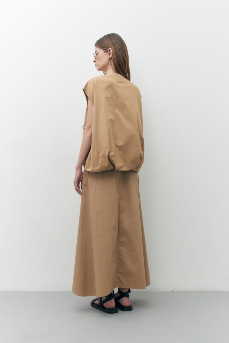 Maxi falda poplin tostado