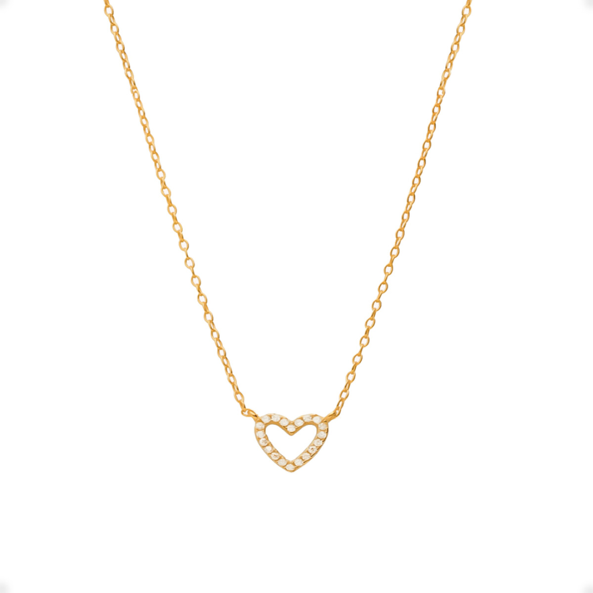 Collar de Colgante De CorazÃ³n de Acero Inoxidable con Cadena Chapada en Oro 