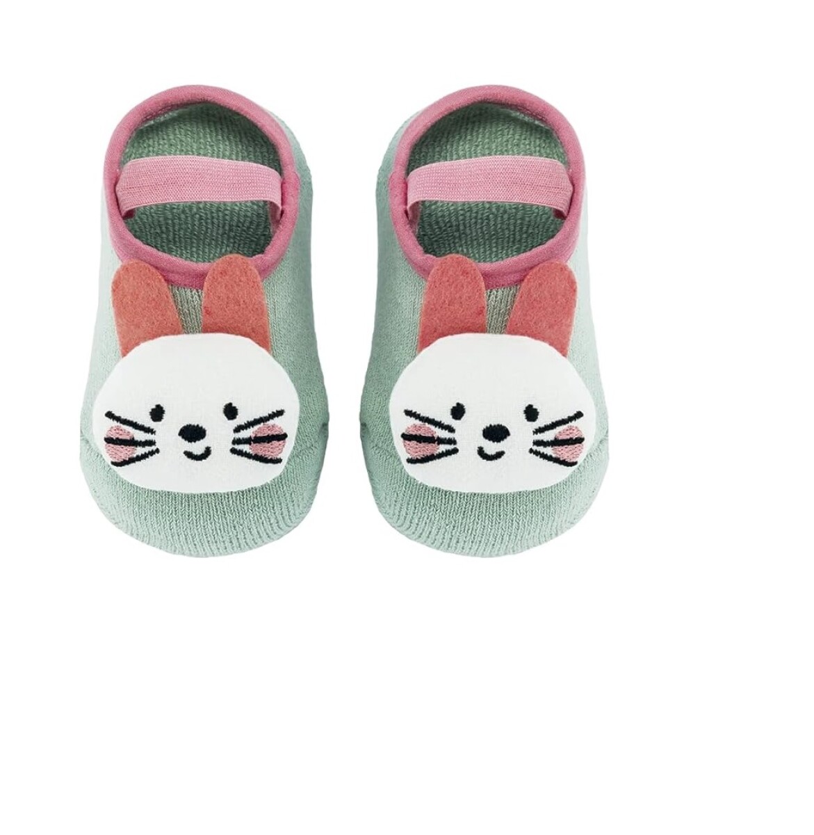 Set de medias con aplique anti deslizante buba 1 a 3 - Conejo verde Rosa 