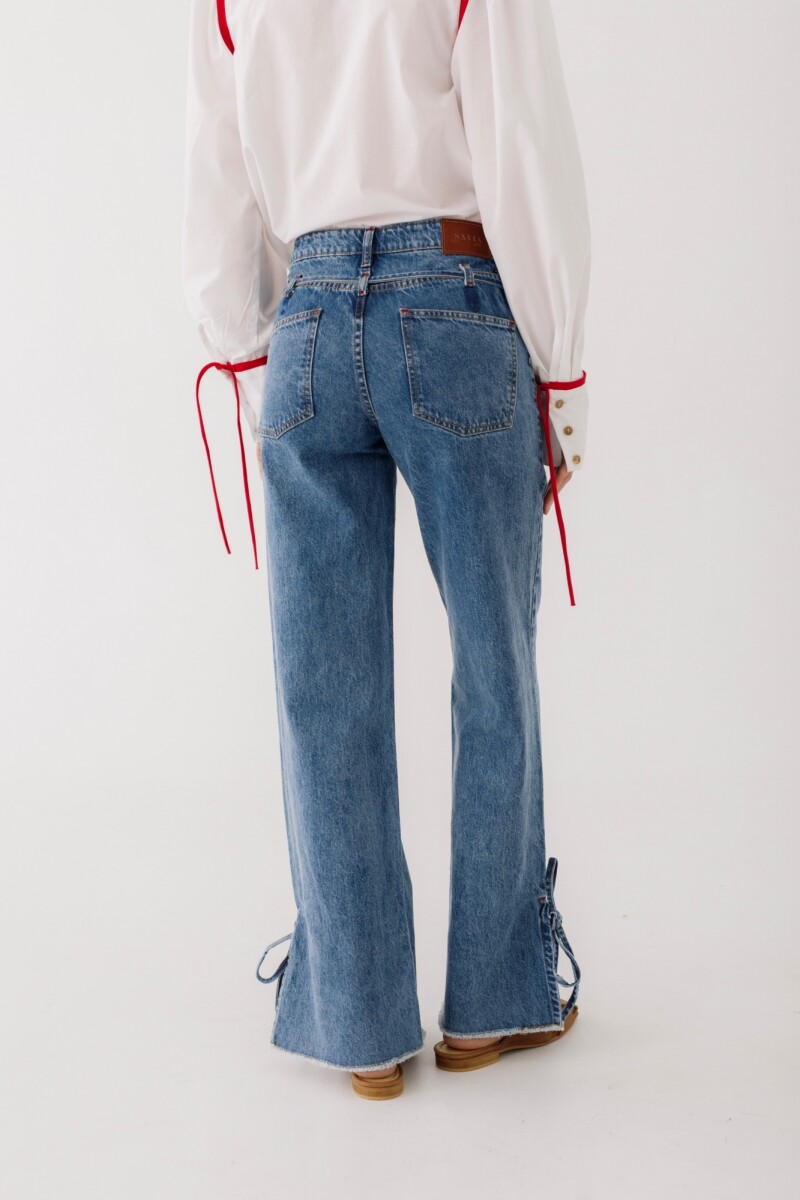JEAN STRAIGHT BELT Celeste