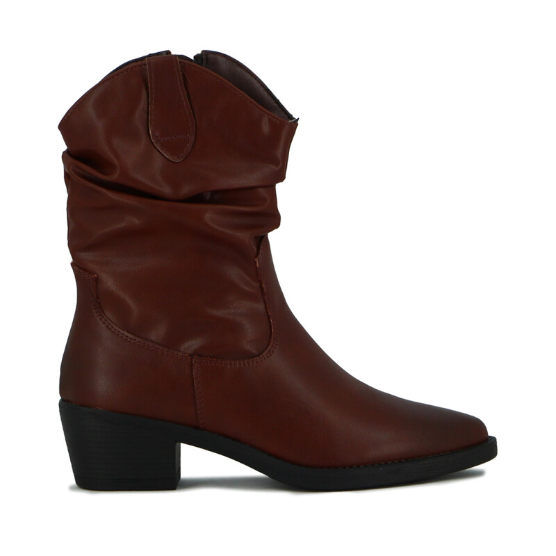 Darkness Bota De Dama Tejana Caña Baja Taco Bajo Cuadrado - Marron Os Marron Oscuro