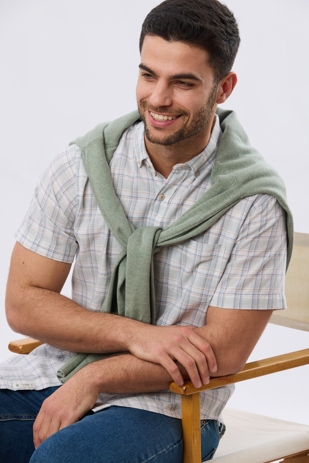 CAMISA CUADROS DE LINO Verde