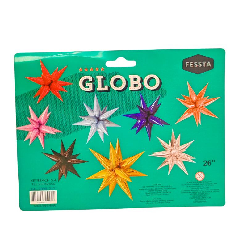 Globo Fessta Estrella en Punta x1 Plateado