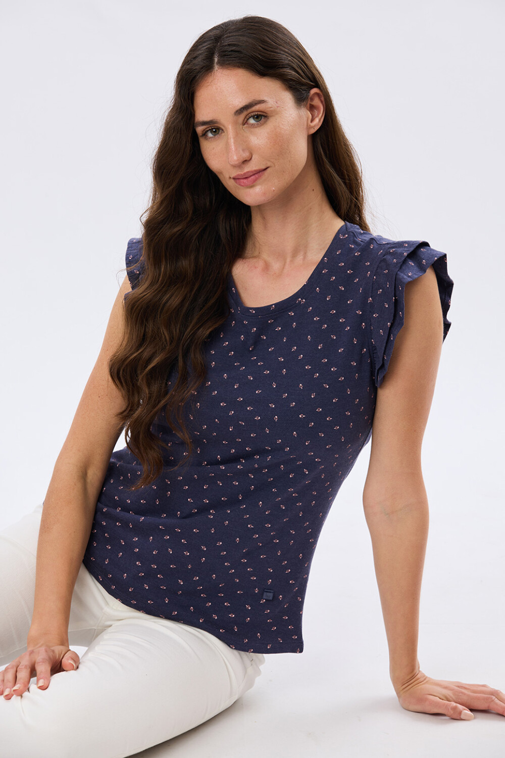 REMERA ESTAMPADA DE ALGODÓN Azul