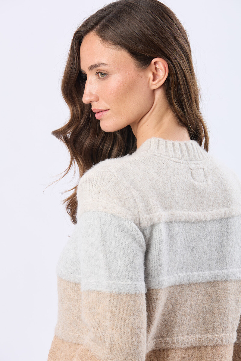 BUZO TEJIDO RAYADO - Tostado 