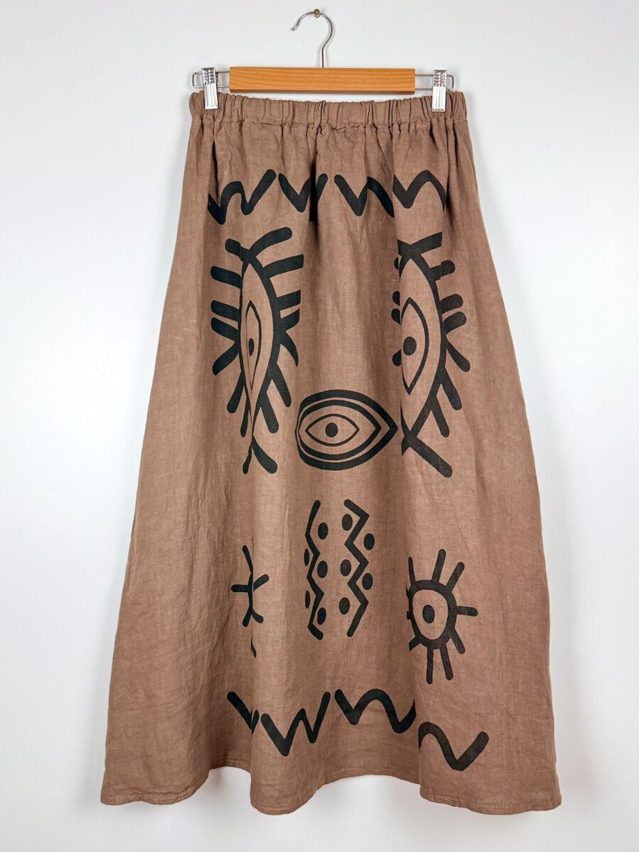 FALDA LINO DORADINA - CHOCO 