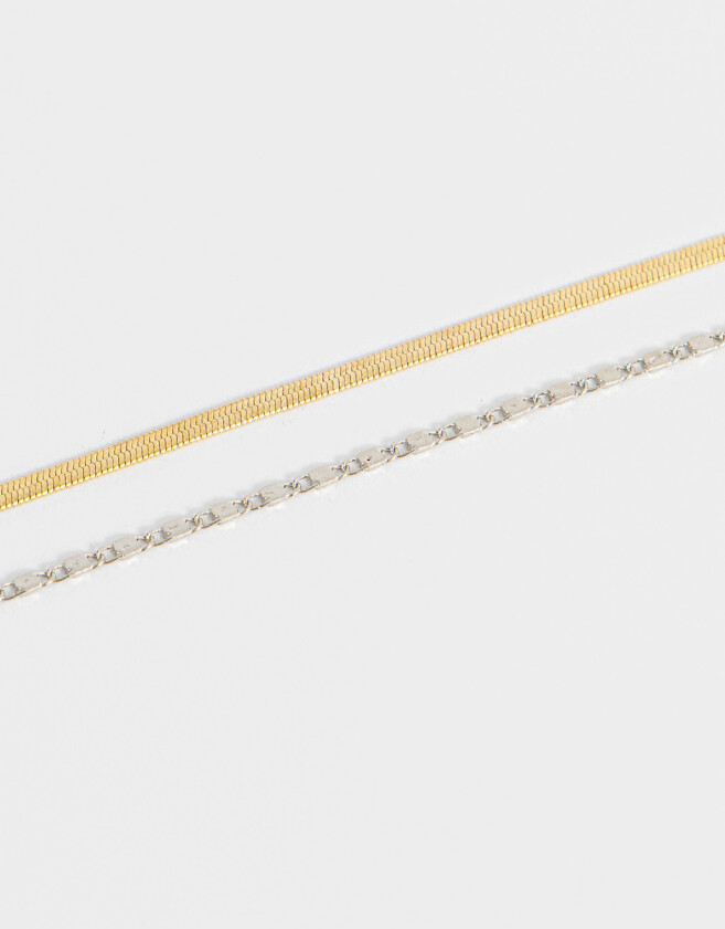 Collares Cortos De metal Collar Corto Multicadena Biplating - Combinacion Bicolor