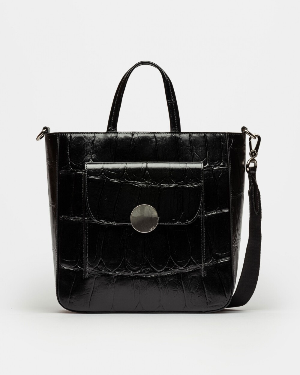 Shopper The Circle En Cuero Grabado Big Croco Negro