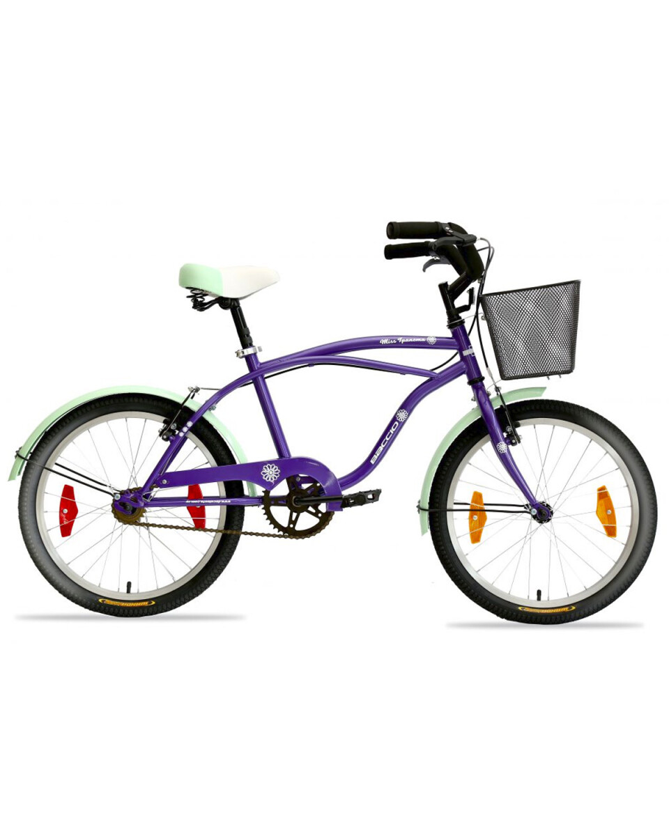 Bicicleta Baccio Ipanema rodado 20 con canasto - Violeta/Verde 