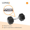 Mancuerna Fija Hexagonal Recubierta Mango Acero Lumax 15KG Negro