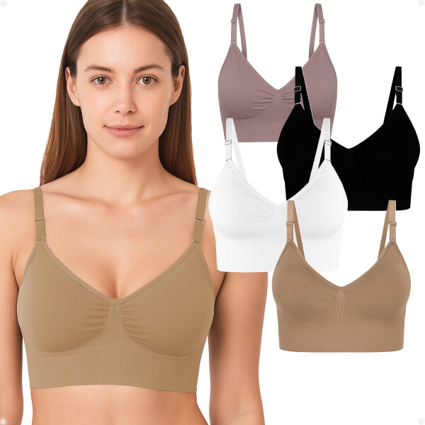 Soutien Top Deportivo Con Tiras Y Broche Color Beige Talla XS-S