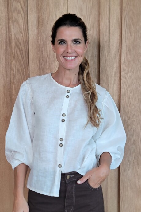 Camisa Melón Puro Lino Blanco