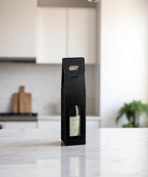 Caja c/ventana 1 botella 9x9x38,5 - 13739 - SETA NERO Caja c/ventana 1 botella 9x9x38,5 - 13739 - SETA NERO