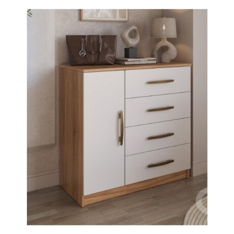 COMODA 1 PUERTA 4 CAJONES ARTECAS NOGAL/BLANCO COMODA 1 PUERTA 4 CAJONES ARTECAS NOGAL/BLANCO